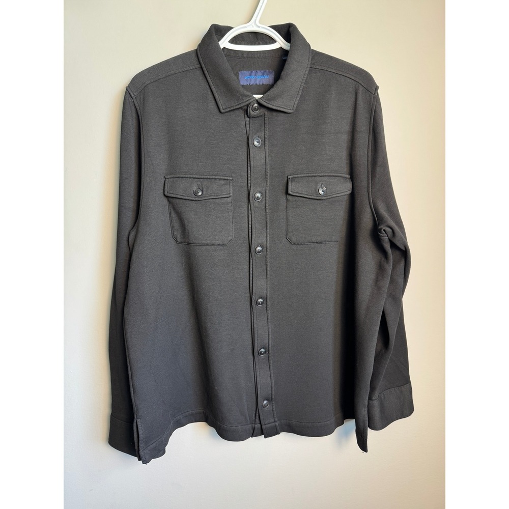 Patrick Assaraf Button Up Viscose Shacket Mens XL Black Luxury Casual Minimalist